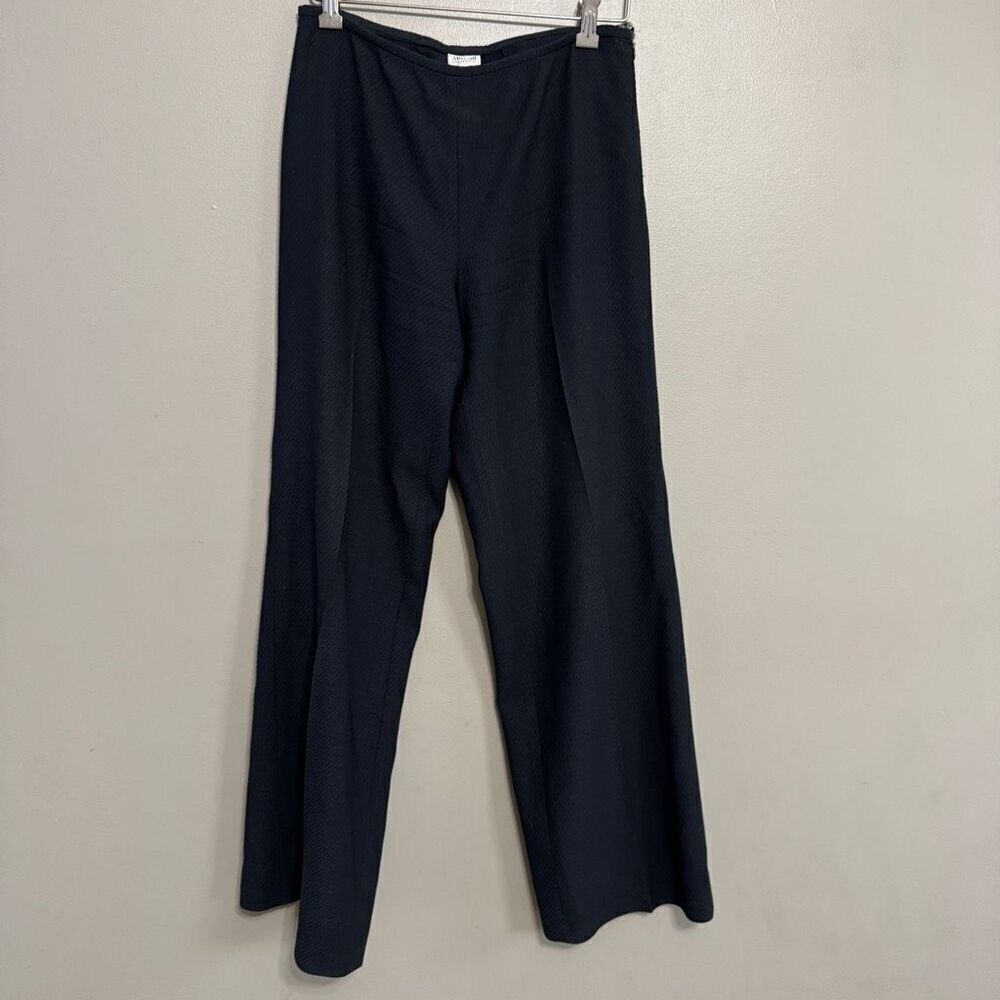 Armani Collezioni black wide leg textured pants size 40